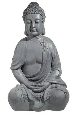 Produktbild von XXXL Großer Buddha 50 cm dunkelgrau Steinoptik Garten Deko Figur Skulptur Feng Shui sitzend Steinfigur-Optik