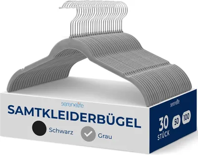 Produktbild von SereneLife Samtbügel, 30 Stück- Hemdenbügel, Kleiderbügel Platzsparend für Kleideraufbewahrung & Organisation, Hangers mit 360° drehbarer Haken