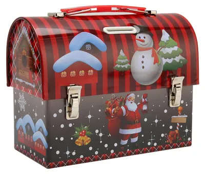 Weihnachtliche Blech-Schatztruhe 16x14x11 cm