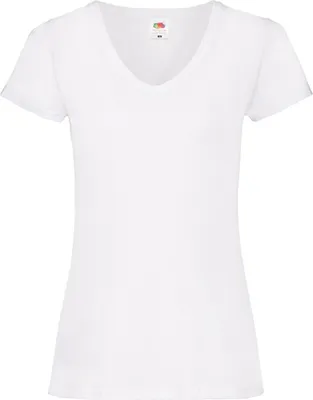 Produktbild von Fruit of the Loom 61-398-0 | Damen Valueweight V-Neck T Lady-Fit / Belcoro® Garn - Farbe: White - Größe: M