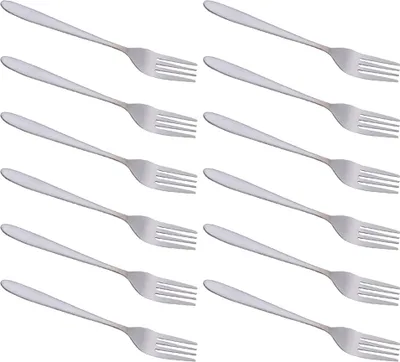 Produktbild von Tafelgabeln, 12er-Set aus Edelstahl, Besteckgabeln, Hochglanzoberfläche und spülmaschinenfest, für Zuhause, Küche oder Restaurant