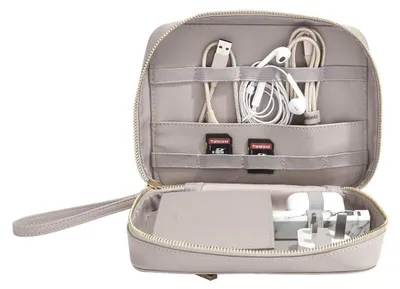 Immagine prodotto di Organizer per cavi - Borsa per cavi - 15 x 20 x 6 cm - Taupe - Per viaggi
