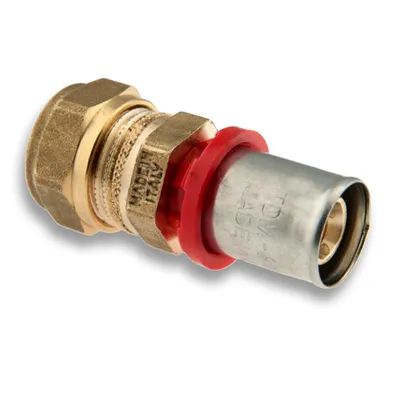 Produktbild von TDM Pressfitting Quetschübergang – DVGW-, 16 mm x 15 mm, für Aluverbundrohr auf Kupferrohr Rohr geeignet für 2,0 mm Mehrschichtverbundrohr