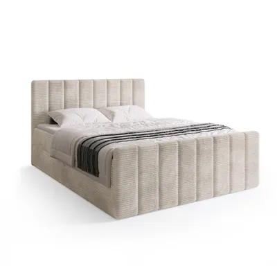 Produktbild von BroMARKT Boxspringbett DENVER DUO mit 2 Bettkasten, Bonell-matratze, Polsterbett, Bett (Vanille, Poso 100, 160x200 cm)