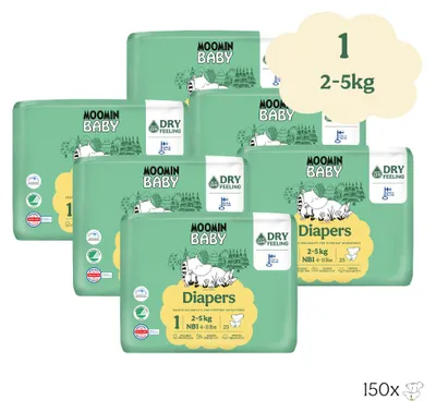 Produktbild von Moomin Baby - Moomin - Eco Windeln - Größe 1 - 2 bis 5 kg Vorteilspackung