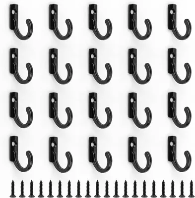 Produktbild von 20 Vintage-Mini-Garderobenhaken mit Schrauben, Zinklegierung, schwarz, für Flur, Schlafzimmer, Wohnzimmer.