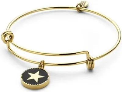 Produktbild von CO88 Collection 8CB-90184 Stalen Bangle met Hangers - Ster - One-size - Goudkleurig / Zwart