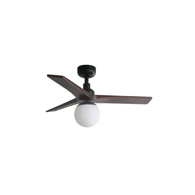 Image de Ventilateur de plafond à basse consommation avec éclairage et télécommande Klim S Noir / Noyer 92 cm