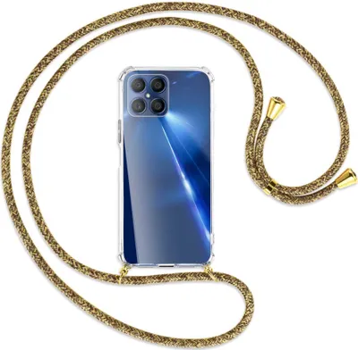 Produktbild von Handykette Backcover-Schutzhülle mit Band (Metall goldfarben) für Honor X8 - braun+beige