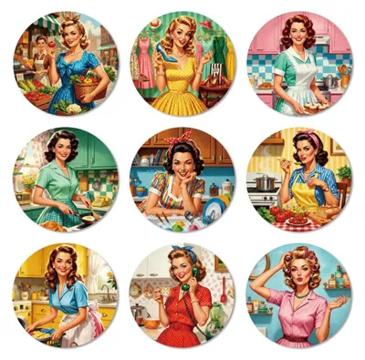 Productafbeelding van Set van 9 Vintage Houten Onderzetters voor Dranken