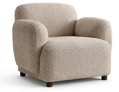 Immagine prodotto di Poltrona da soggiorno, stile moderno, struttura in legno color beige, poggiatesta imbottito