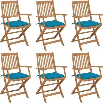 Produktbild von Klappbare Gartenstühle 6 Stk. mit Kissen Massivholz Akazie 3074959