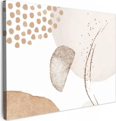 Produktbild von MuchoWow® - Leinwandbilder - Aquarell - Pastell - Beige - Abstrakt - Modern, Wandbild, Wanddeko Bilder Wohnzimmer, 80x60 cm