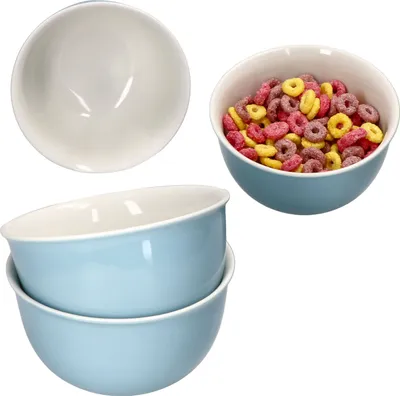 Produktbild von 4er Set Nordic Blau Doppio Bowl-Schalen 450ml Müsli Salat Chips Dessertschüssel