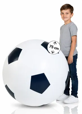 Produktbild von XXL-Fußball aufblasbar 75cm - Gigantischer Spielspaß für drinnen & draußen mit Pumpe - Robuster Mega-Ball im Fußballdesign für Action-Spiele