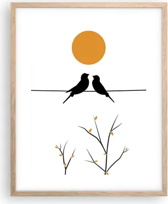 Produktbild von Gerahmtes Poster - Rahmen in heller Eiche - Bild Vögel Sonne - 40x50 cm - Wand Bild - Wanddeko - Wandbilder - Kunstposter - Wandposter - Bilderrahmen - Bilder - Kunstdruck - P2NPA40x50-4772