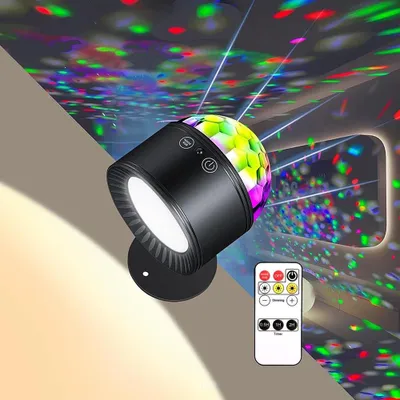 Produktbild von LED Wandlampe Magnetische Discokugel Partylicht Aufladbare Kabellose Wandleuchte 3 Farbmodi Dimmbar 360° Drehung mit Fernbedienung