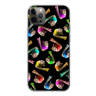 Produktbild von MuchoWow® Handyhülle Schutzhülle Hülle für iPhone 13 Pro Max Das Mädchen mit dem Perlenohrring - Regenbogen - Schnittmuster Silikon Softcase Handy Hülle - Mobiltelefon