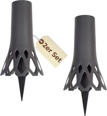 Produktbild von 2er Set Grabvase mit Erdspieß Friedhofvase Grabschmuck Blumenvase Friedhof Steckvase Grab Vase zum stecken anthrazit 1,3 L Frostsicher