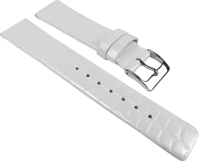 Produktbild von Ersatzband Uhrenarmband Leder Band Weiß, glänzend mit Kroko Prägung 25267S, Stegbreite:20mm