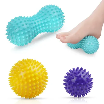Produktbild von Massageball Massagekugel Faszienball - 3er Set - 14,5 cm und Ø 9 cm und Ø 7,5 cm - Mit Noppen - Stacheliger Triggerpunkt