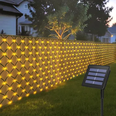 Solar-LED-Lichtnetz 1,5x1,5 m, 100 warmweiße LEDs, 8 Modi