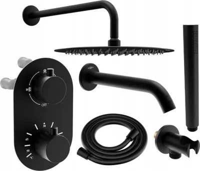 Immagine prodotto di Mexen Kai DR70 set vasca-doccia ad incasso con soffione 25 cm, nero - 77602DR70251-70