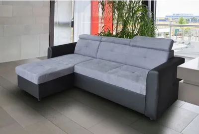 Obrázok produktu pre Rohová rozkladacia sedačka JAHRIA - čierna  / modrošedá