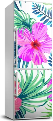 Imagen del producto de Decoración para nevera Tulup - 70x190 cm - Adhesivo para nevera - Flores hawaianas