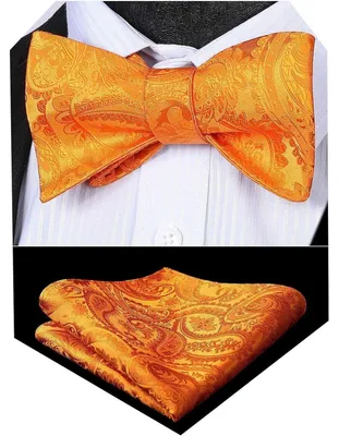 Obrázok produktu pre Mužská vreckovka s paisley vzorom, vyrobená z materiálu Jacquard, určená na uväzovanie, oranžová, sada obsahujúca vreckovku