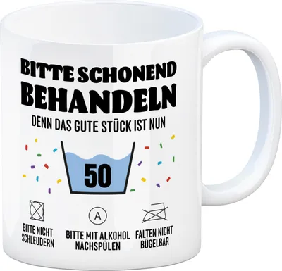 Produktbild von Bitte schonend behandeln - 50. Geburtstag Kaffeebecher