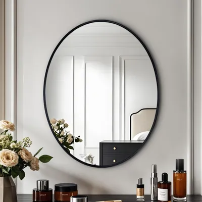 Zdjęcie produktu dla ARTLOGE lustro ścienne lustro łazienkowe lustro kosmetyczne lustro do makijażu lustro dekoracyjne lustro wiszące czarna aluminiowa rama 60*80cm