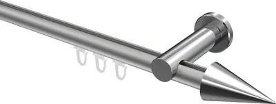 Produktbild von Interdeco Innenlaufstange / Gardinenstange mit Innenlauf Silbergrau / Chrom, Typ Platon Savio (Kegel), 20 mm Ø 1-läufig, 220 cm