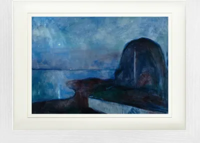 Obrázek produktu pro Edvard Munch Zarámovaný obraz s elegantním paspartováním | Obrazy na zeď | V rámu - Hvězdná noc, 1893 (30 x 40 cm)