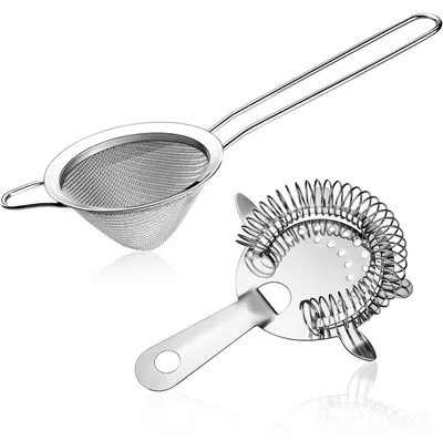 2er Set feinmaschiges Sieb & Cocktailsieb aus Edelstahl