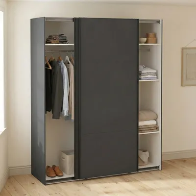 Produktbild von 2-türiger MehrzweckschrankGomer, Multifunktionale Möbel, Schuhschrank, Besenschrank, 179x65 h220 cm, Grau