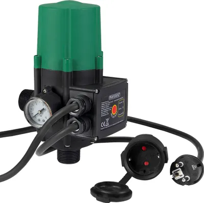 Produktbild von MONZANA® Pumpensteuerung Trockenlaufschutz 10 bar Druckschalter Hauswasserwerk Pumpendruckregler Pumpenschalter Druckwächter Baranzeige mit Kabel