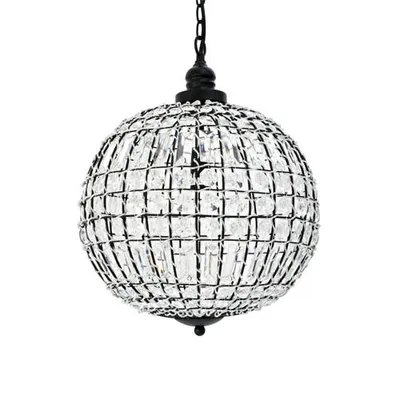 Produktbild von Kugellampe CRISTAL schwarz mit Kristallen Kugelleuchte Hängelampe Kronleuchter