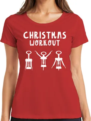 Produktbild von Christmas Workout Flaschenöffner Wein Winzer - Weihnachten Weihnachtsgeschenk Christmas Damen T-Shirt, Rot, XXL