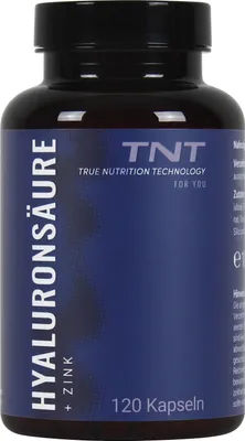 Produktbild von TNT Hyaluronsäure + Zink Hochdosiert: 500mg Hyualuronsäure + 10mg Zinkbisglycinat pro Kapsel 120 Kapseln ohne Geschmack