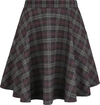 Produktbild von Banned Retro Kurzer Rock Damen Rock Check Flared Skirt grau/lila 4XL