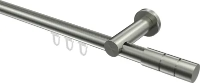 Produktbild von Interdeco Innenlaufstange / Gardinenstange mit Innenlauf Edelstahl-Optik, Typ Platon Elanto (Rillenzylinder), 20 mm Ø 1-läufig, 220 cm