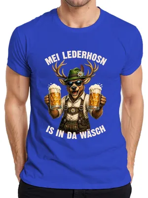 Obrázok produktu pre Mei Lederhosn, pánske tričko s motívom Oktoberfestu, model Lederhose Dirndl, modrej farby, veľkosť S