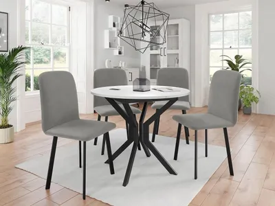 Immagine prodotto di Tavolo da pranzo rotondo piccolo 90 cm DIAMENT 1 - bianco / nero