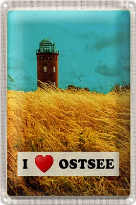 Produktbild von Blechschild Reise 18x12cm Ostsee Turm Natur Weide Urlaub Himmel