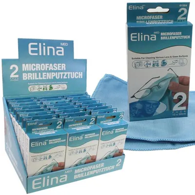 Produktbild von ELINA Brillenputztücher 2er Microfaser 20x15cm Display