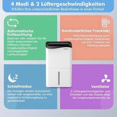 Zdjęcie produktu dla Odwilżacz powietrza - pojemność: 50 litrów na dobę - zbiornik: 5 litrów - do dużych pomieszczeń - przenośny - sterowanie za pomocą aplikacji