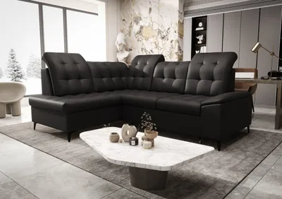 Produktbild von Ecksofa 268 cm Schwarz Kunstleder Links Kongo RBN16