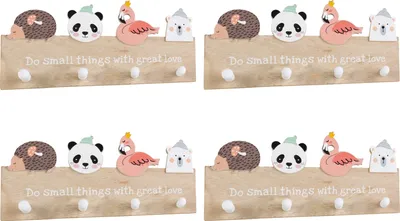 Produktbild von Garderobenleisten - 30 x 12 cm - Beige - Tiermotive - mit 4 Haken - 4er Set