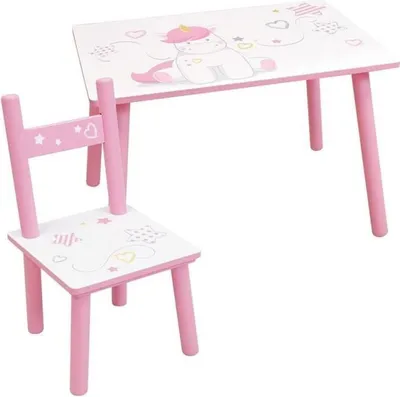 Produktbild von FUN HOUSE – Einhorntisch H 41,5 cm x B 61 cm x T 42 cm mit einem Stuhl